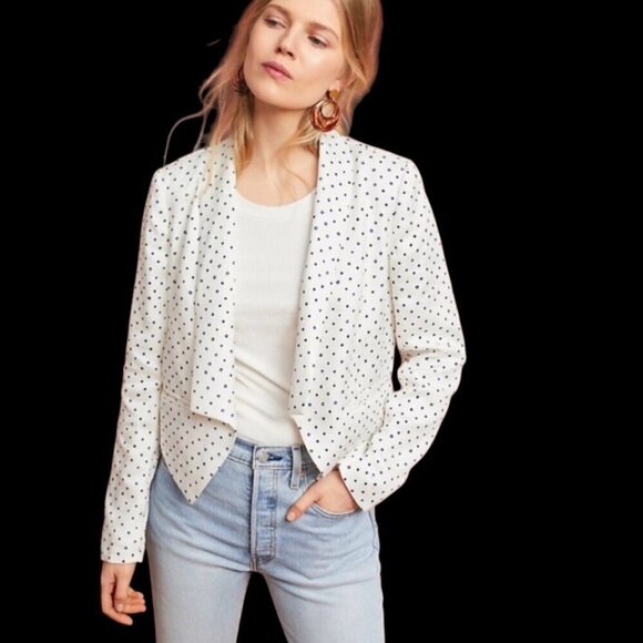 Cartonnier By Anthropologie Women's Polka Dot Blazer Jacket L - Picture 5 of 12